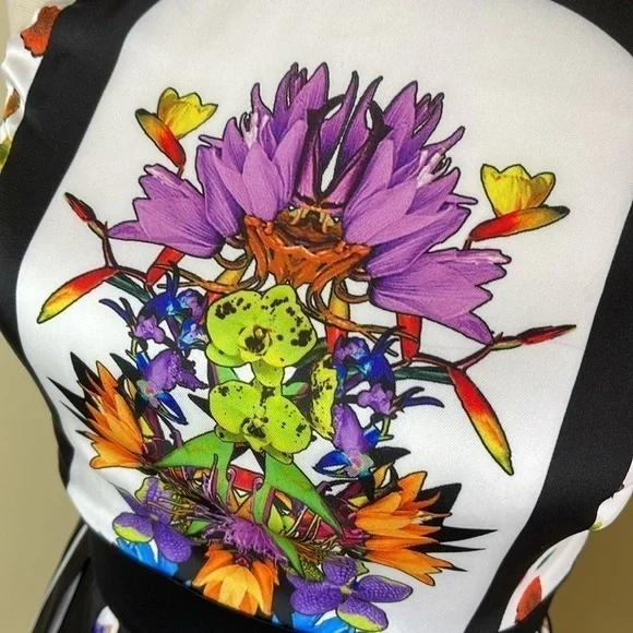 Just Cavalli sleeveless black/white & floral dress - size 38/8 - NWT - Picture 4 of 15